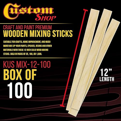 Miniatura 2 de Custom Shop Palitos para manualidades y pintura (paquete de 100 palos) agitadorespaletas de madera de grado prémium de 12 pulgadas, uso para
