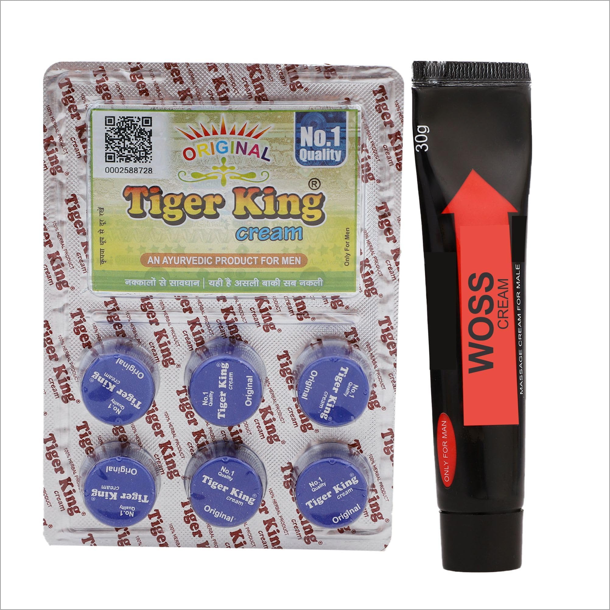 TIGER KING Cream Pack of (Blue, 6 x 1.5 g) + WOSS CREAM (30 g)