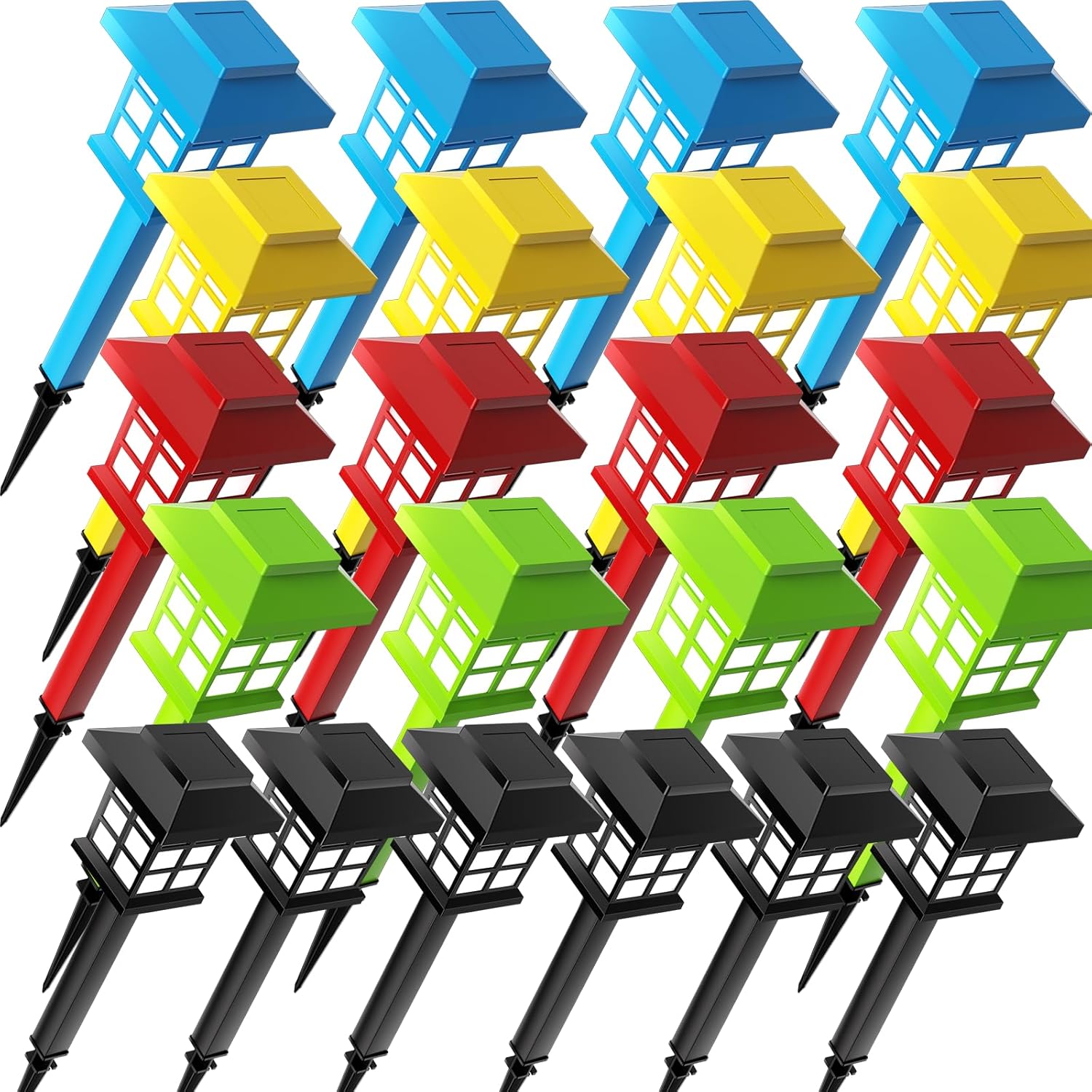 20-piece IP55 Waterproof Solar Lights, Multi-Color Outdoor Lawn Lights, Courtyard Path Festival Lighting Decorative Lights (16pcs+4 White Light)
