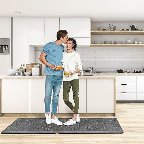 Miniatura 70 de KMAT Tapete de cocina acolchado antifatiga, impermeable, antideslizante, tapete ergonómico y cómodo para el hogar, oficina, fregadero, lavandería