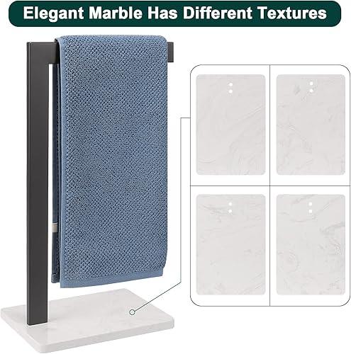 Miniatura 5 de Toallero de mano, toallero de mano para baño con base de mármol, soporte de acero inoxidable 304 en forma de L, toallero de mano independiente para