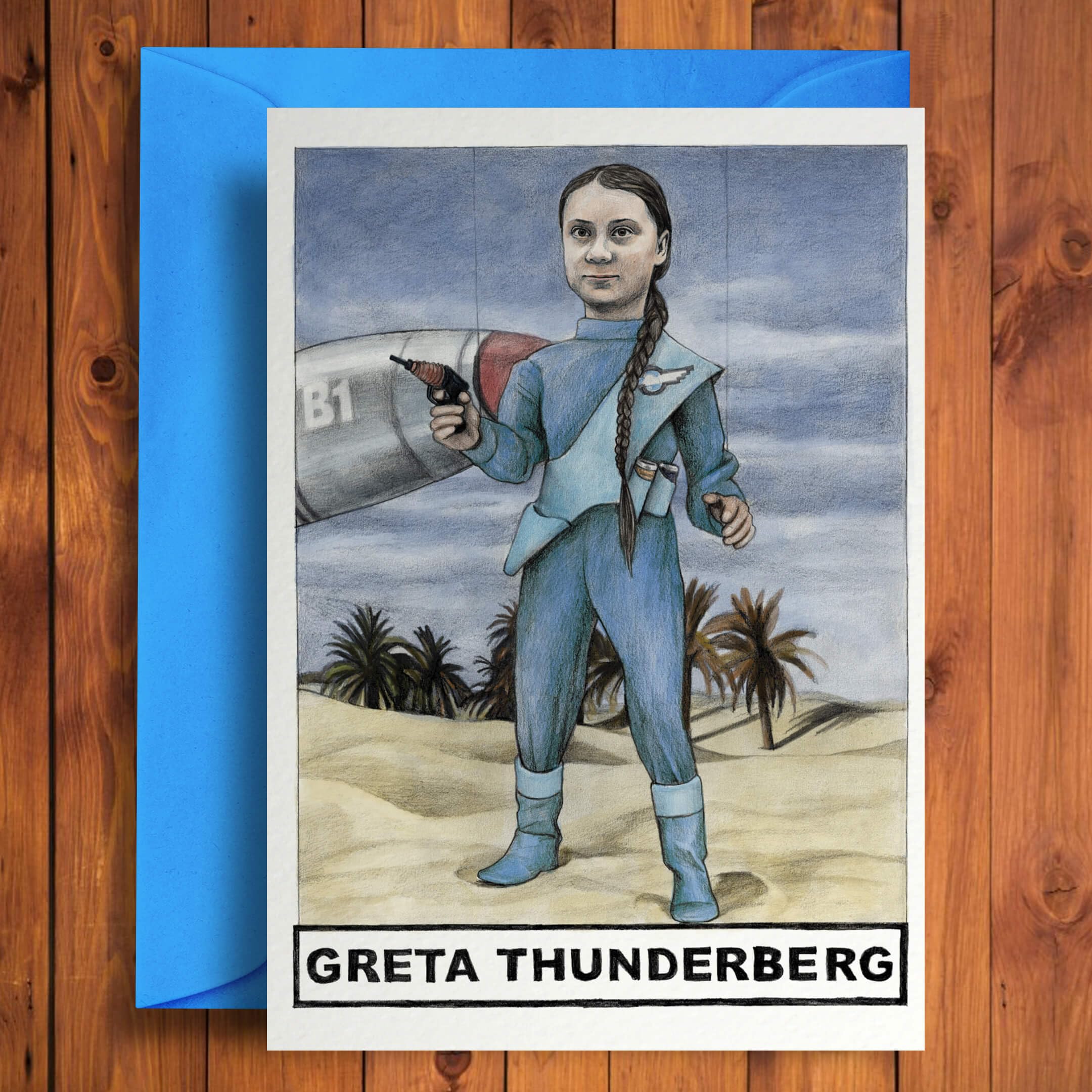 Quite Good Cards Multi Funny Birthday Card Greta Thunberg Thunderbirds - Celebrity Pun Greeting Card