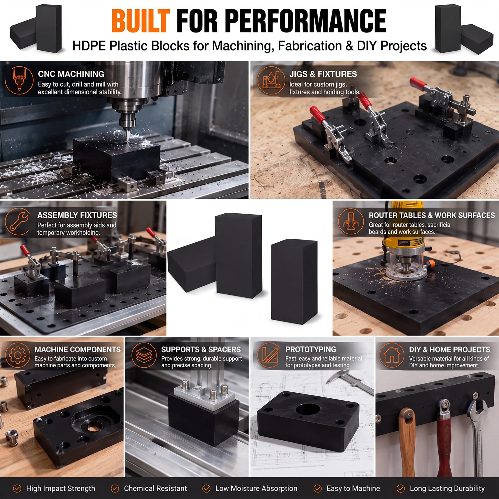 HDPE Plastic Blocks - Cut, Mill & DIY -4
