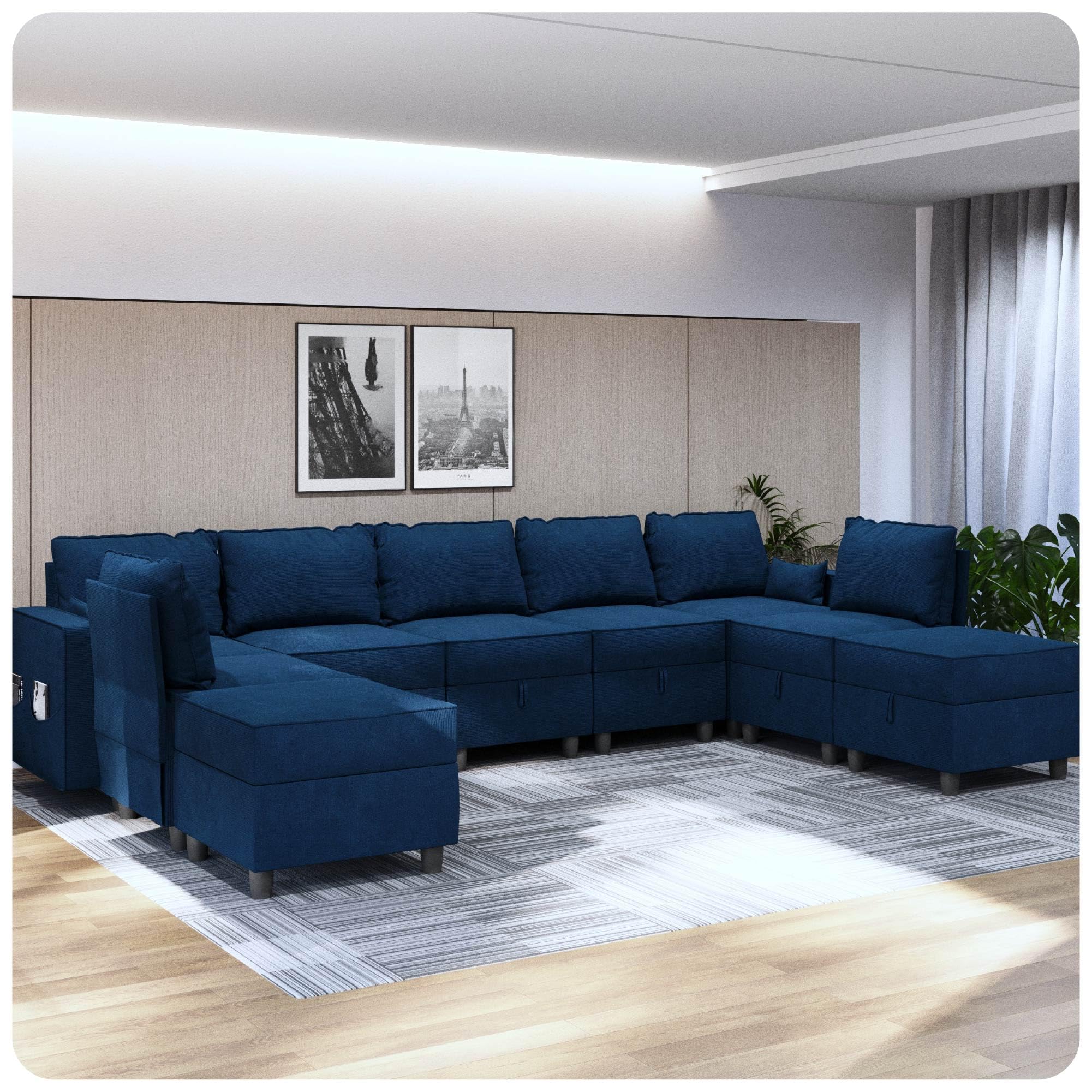 Blue Couch Modern Sectional Modern U Shape Sectional Sofa With Double