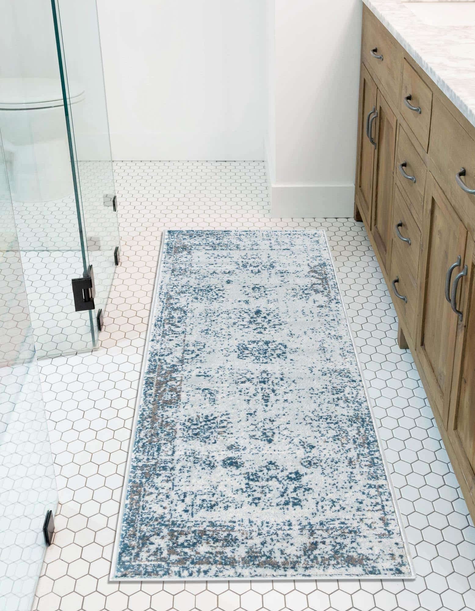 Rugs.com Monte Carlo Collection Rug – 2' x 4' Runner Light Blue Medium Rug Perfect for Living Rooms, Large Dining Rooms, Open Floorplans