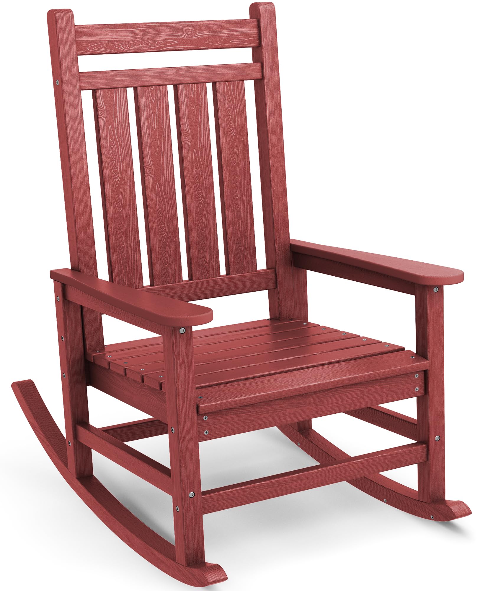 SERWALL HDPE Rocker, Outdoor Rocking Chair for Adults, Crimson Red