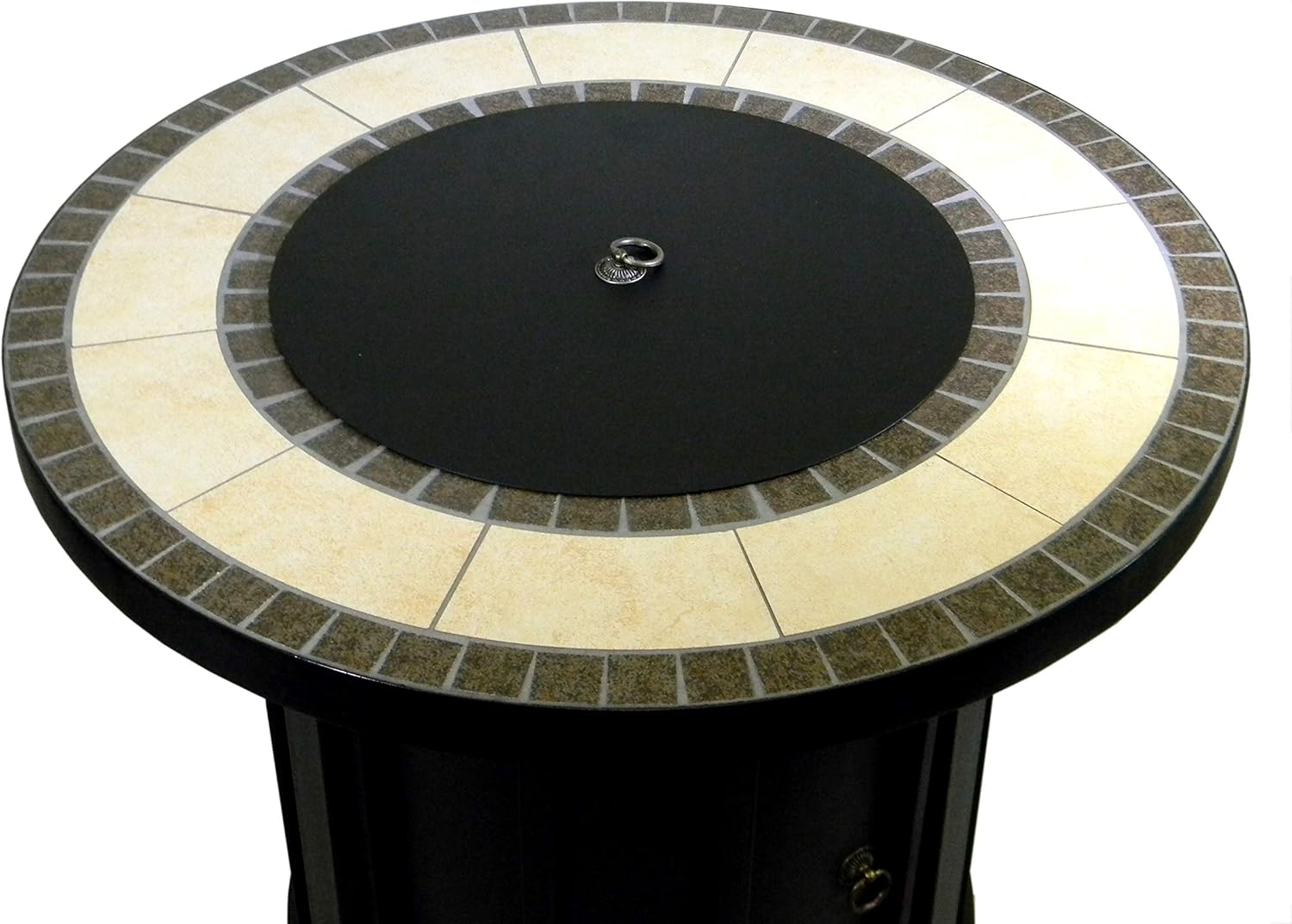 Hiland AFP-TTR Tile top 40,000 BTU Propane Fire Pit, Round, Bronze,Beige, Black