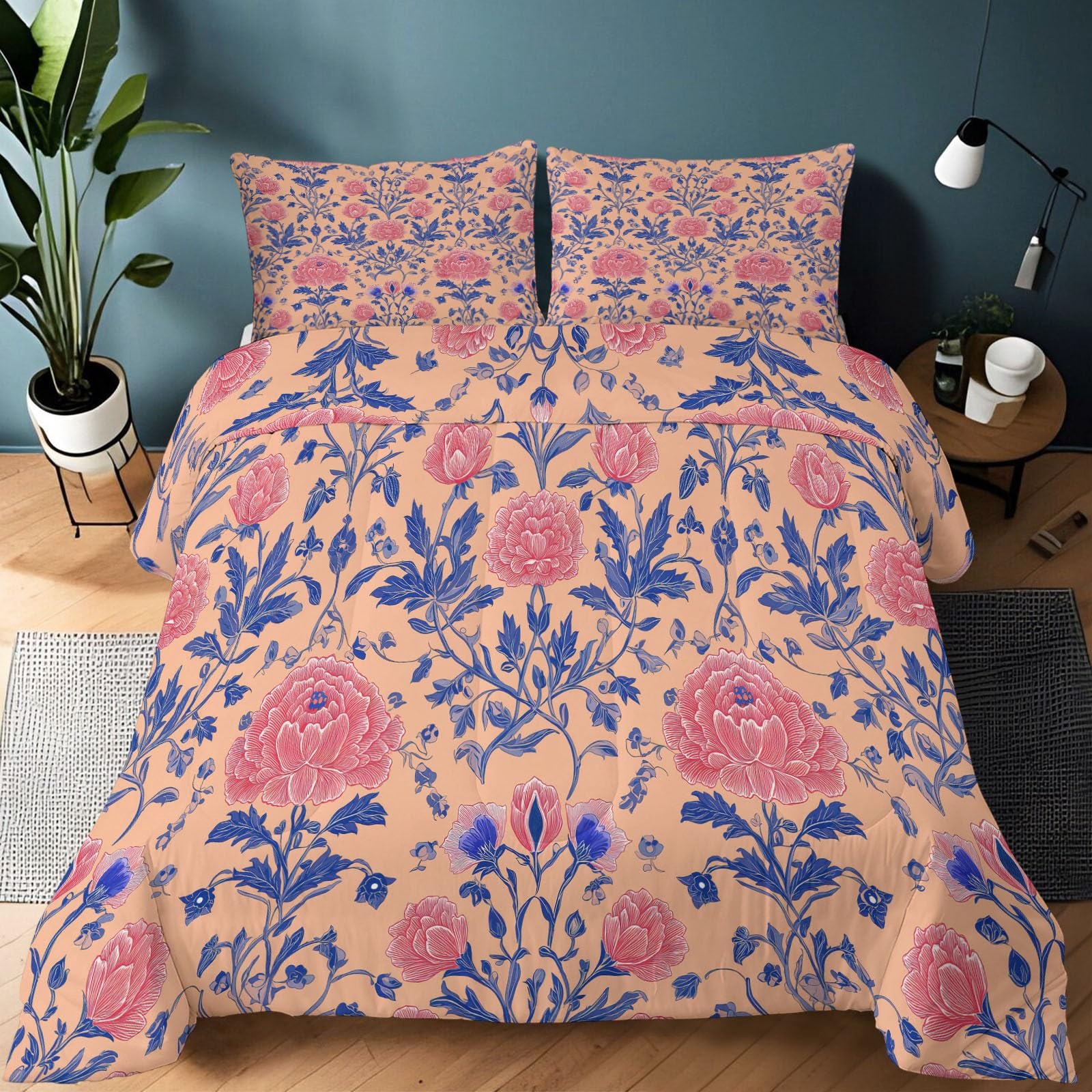 Genérico Edredón Comforter 135 x 200 cm Diseño Infantil Floral Textura Edredon Estampado con Relleno de Fibra, Nórdico Invierno Suave, Ligero, Reversible y Transpirable, Rosa