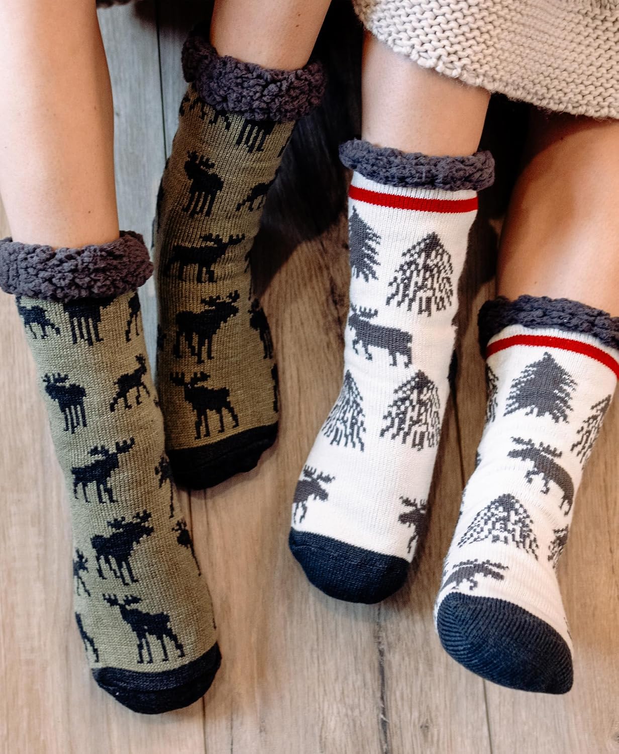 Lazy One Women’s Plush Slipper Socks – Sherpa Lined House Socks with Non Slip Grips, Cozy Winter Indoor Slippers for Women