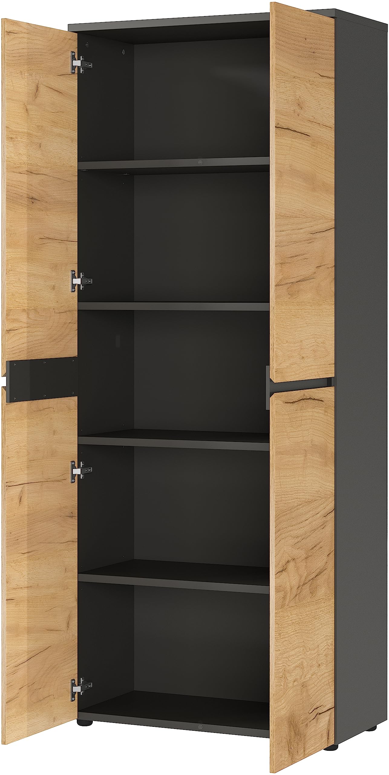 Aktenschrank GW-Lissabon, mit Zwei Türen und Vier verstellbaren Einlegeböden, griffloses Design, 80 x 197 x 40 cm (BxHxT)