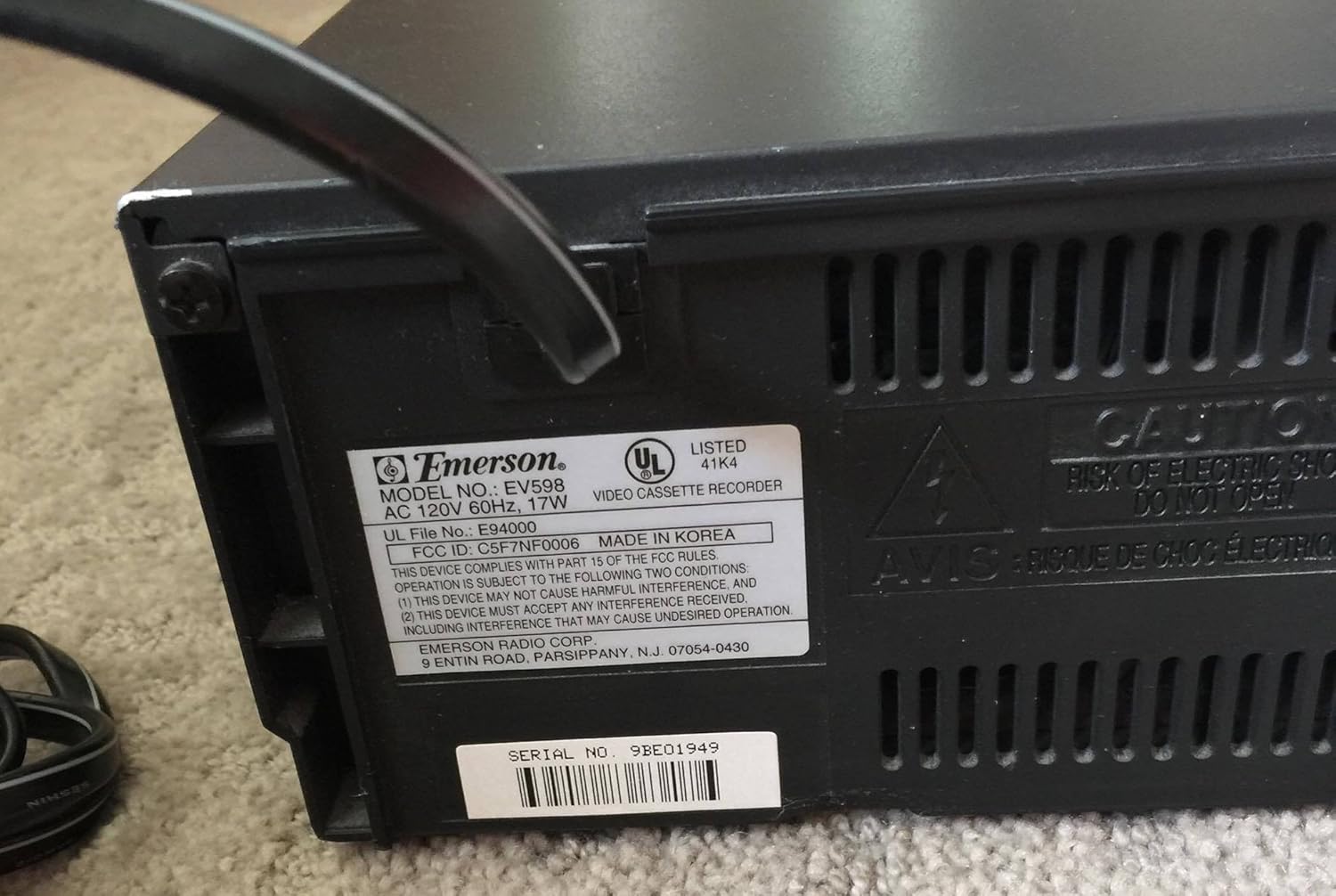 Special Emerson EV598 Video Cassette Recorder Player VCR 4 Head Digital Tracking Best Emerson EV598 Video Cassette Recorder Player VCR 4 Head Digital Tracking