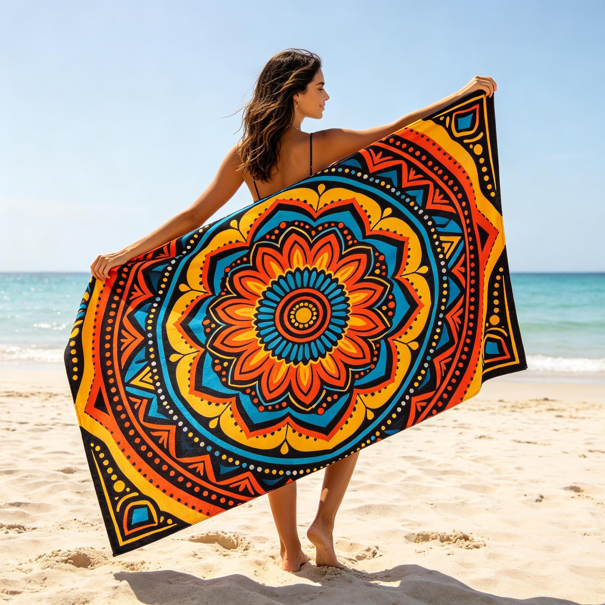 YZQGLHP Microfibre Quick Drying Mandala Beach Towel 80x180cm