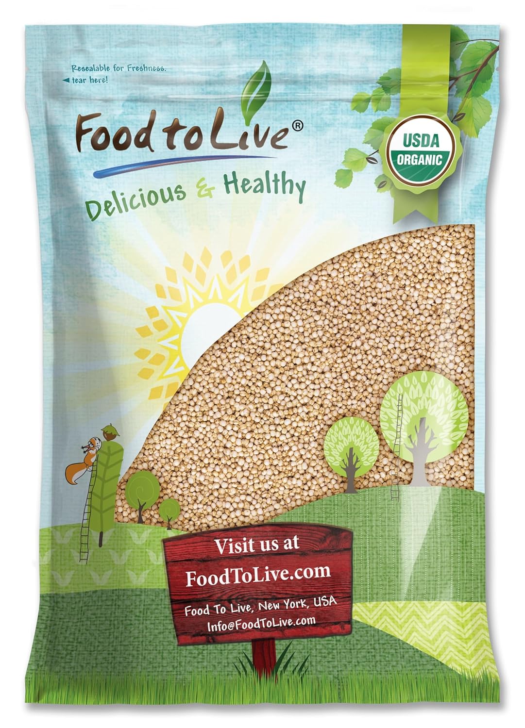 Food to Live Organic Puffed Quinoa, 1.5 Pounds – Crispy White Quinoa Pop. Non-GMO, Vegan, Kosher, Bulk. Perfect for Breakfast Cereal, Baking, Salads, and Snacks