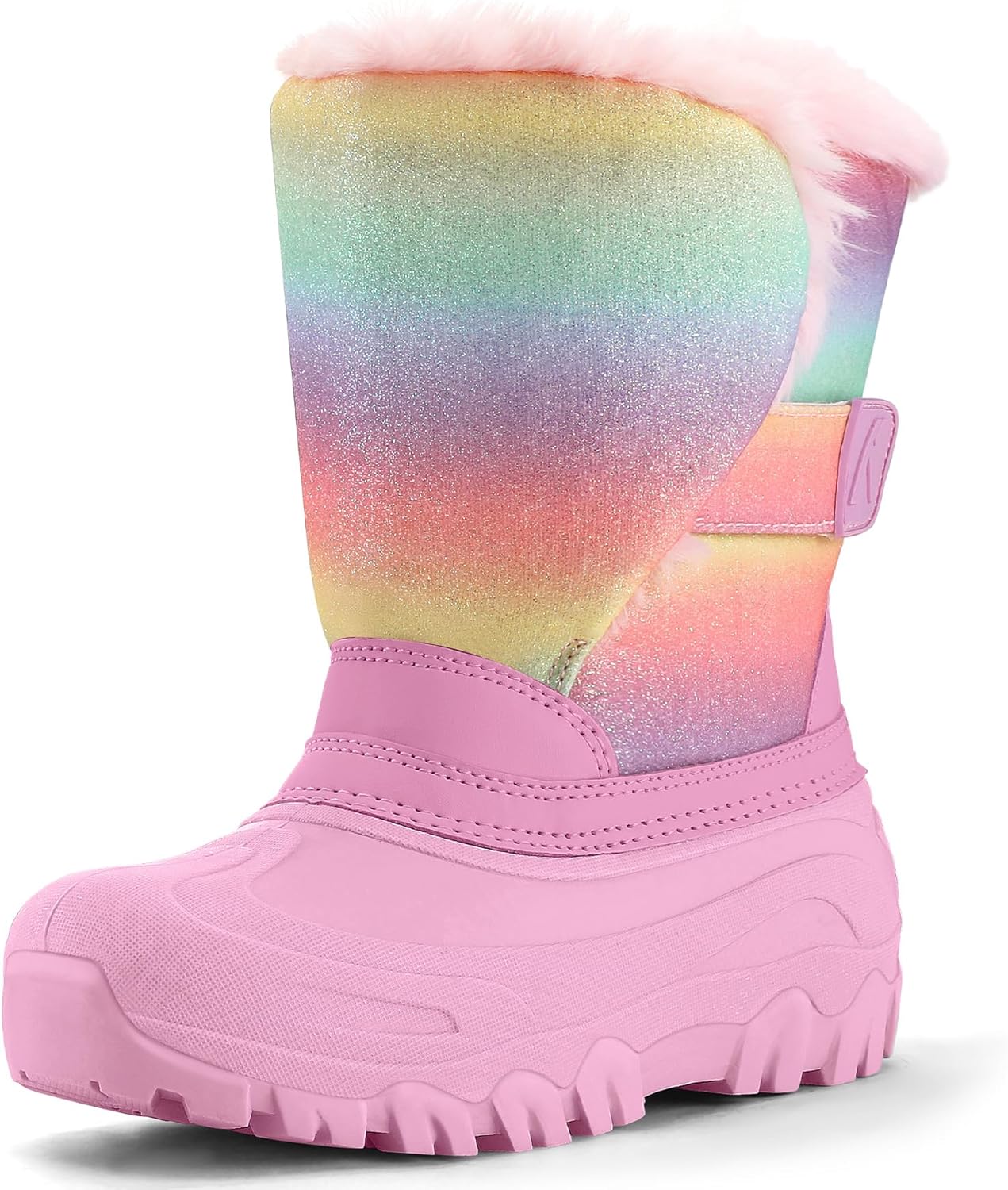 K KomForme Waterproof Girls Snow Boots with Faux Fur Lining, Warm Winter Shoes for Kids (Toddler/Little Kid/Big Kid)