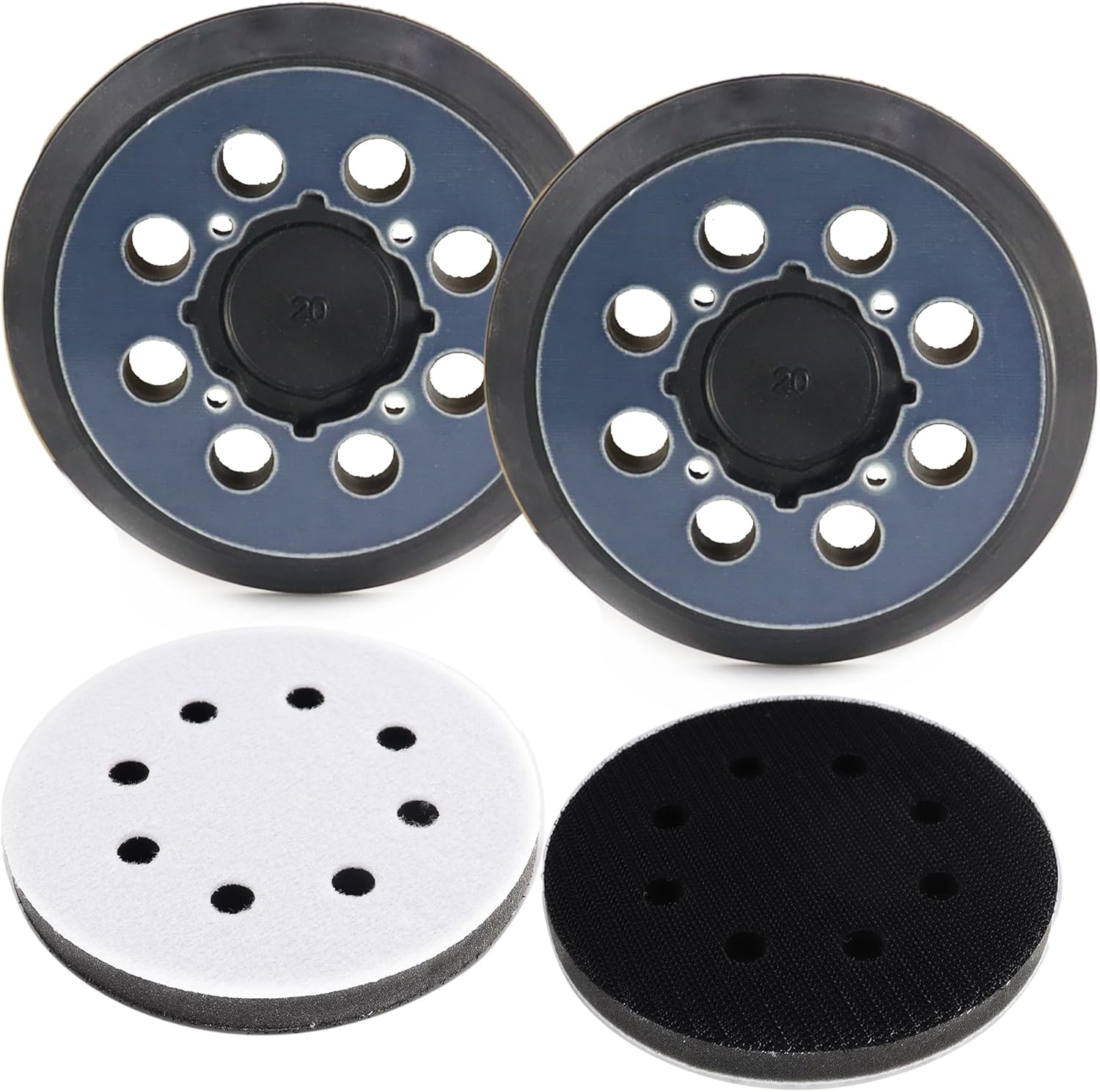 2pcs 4 Screw Holes Sander Replacement Pad for Dewalt with 2pcs Buffer Pad, 5" 8 Hole Hook and Loop Orbital Sander Replacement Pad for Dewalt DWE6421/6421K, DWE6423/6423K, DCW210B, DWE64233, N329079