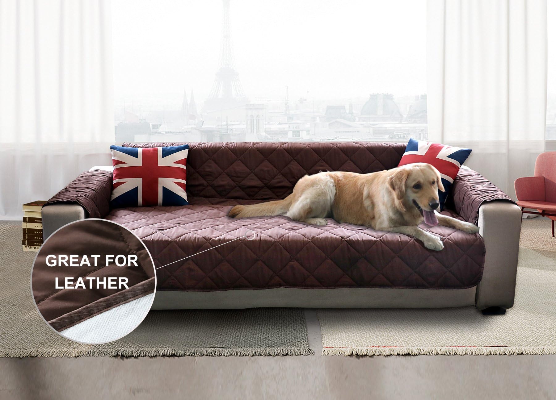 Sofa Slipcover Reversible Sofa Protector,Chocolate,69"*74"