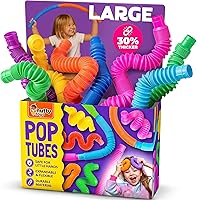 Vista 8 de Nutty Toys Tubos Pop Jumbo - Juguetes Sensoriales XL para Niños de 5+ - Creatividad y Diversión Sin Fin Paquete de 8 - ¡Conecta y Pop! Mejor