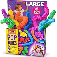 Nutty Toys Pop Tubes - Large 8-Pack Sensory Toys - Creative STEM Learning for Kids &amp; Toddlers - Connect &amp; Pop! Top ADHD Autism Fidget 2026, Best Boy &amp; Girl Easter Basket Stuffers Gifts Idea