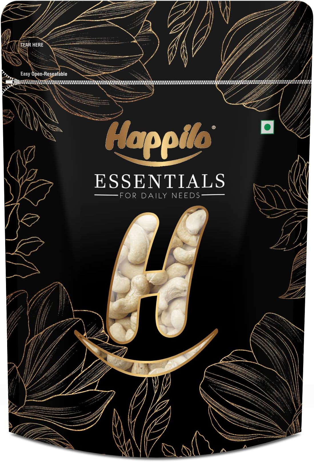 Happilo Essentials Popular Whole Cashew W400 500g, Healthy Snack, Source of Protein, Vitamin & Minerals, No Preservatives