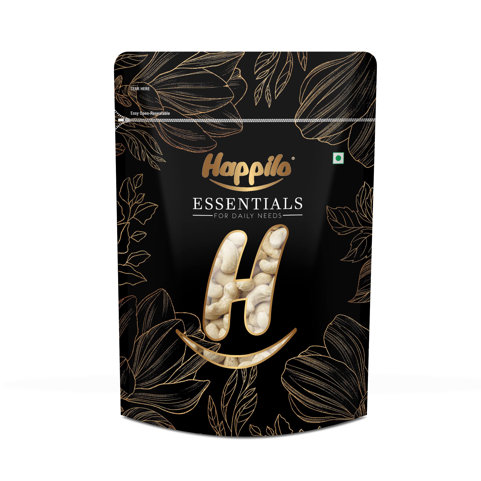 Happilo Essentials Popular Whole Cashew W400 500g, Healthy Snack, Source of Protein, Vitamin & Minerals, No Preservatives