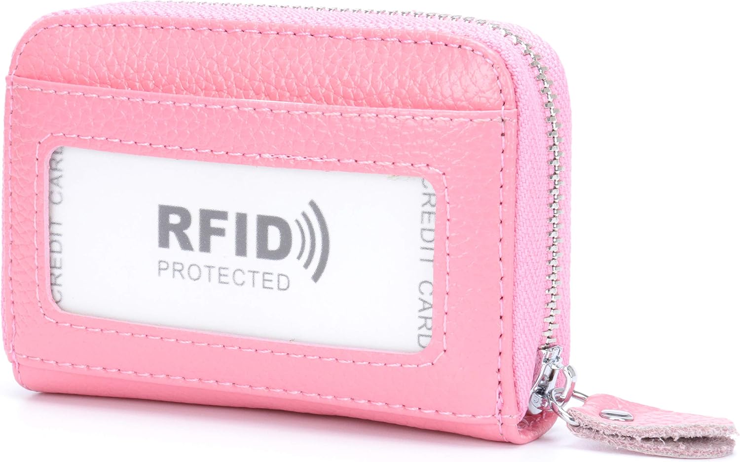 MuLier RFID Blocking Leather Card Holder - Zipper Coin Pocket & ID Window | Front Pocket Wallet