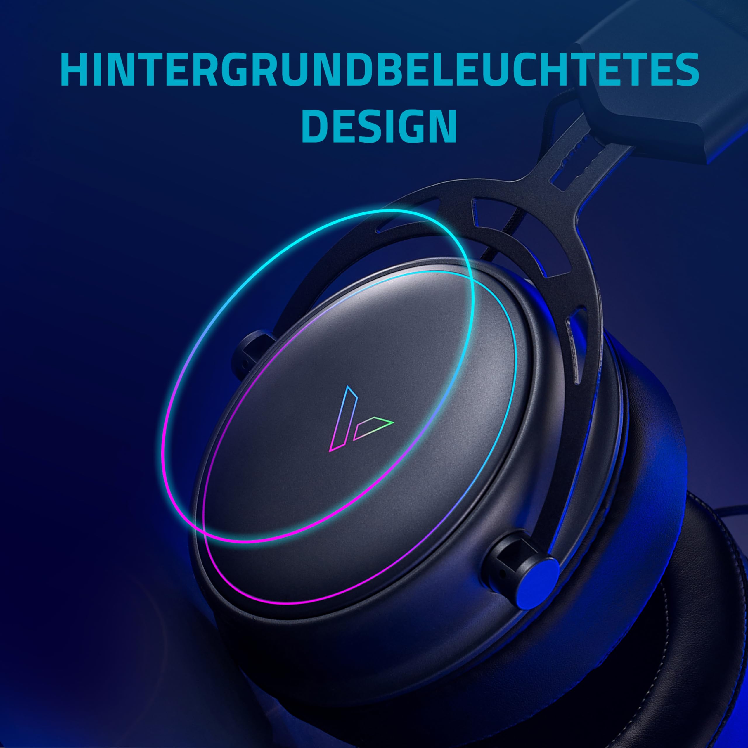 Rapoo VH800 - Cuffie wireless da gioco Over-Ear, microfono flessibile con muto, cuscinetti auricolari in ecopelle, batteria 46 ore, cuffie Bluetooth e 2,4 GHz PC/Mac/Xbox One/PS4/Nintendo Switch,