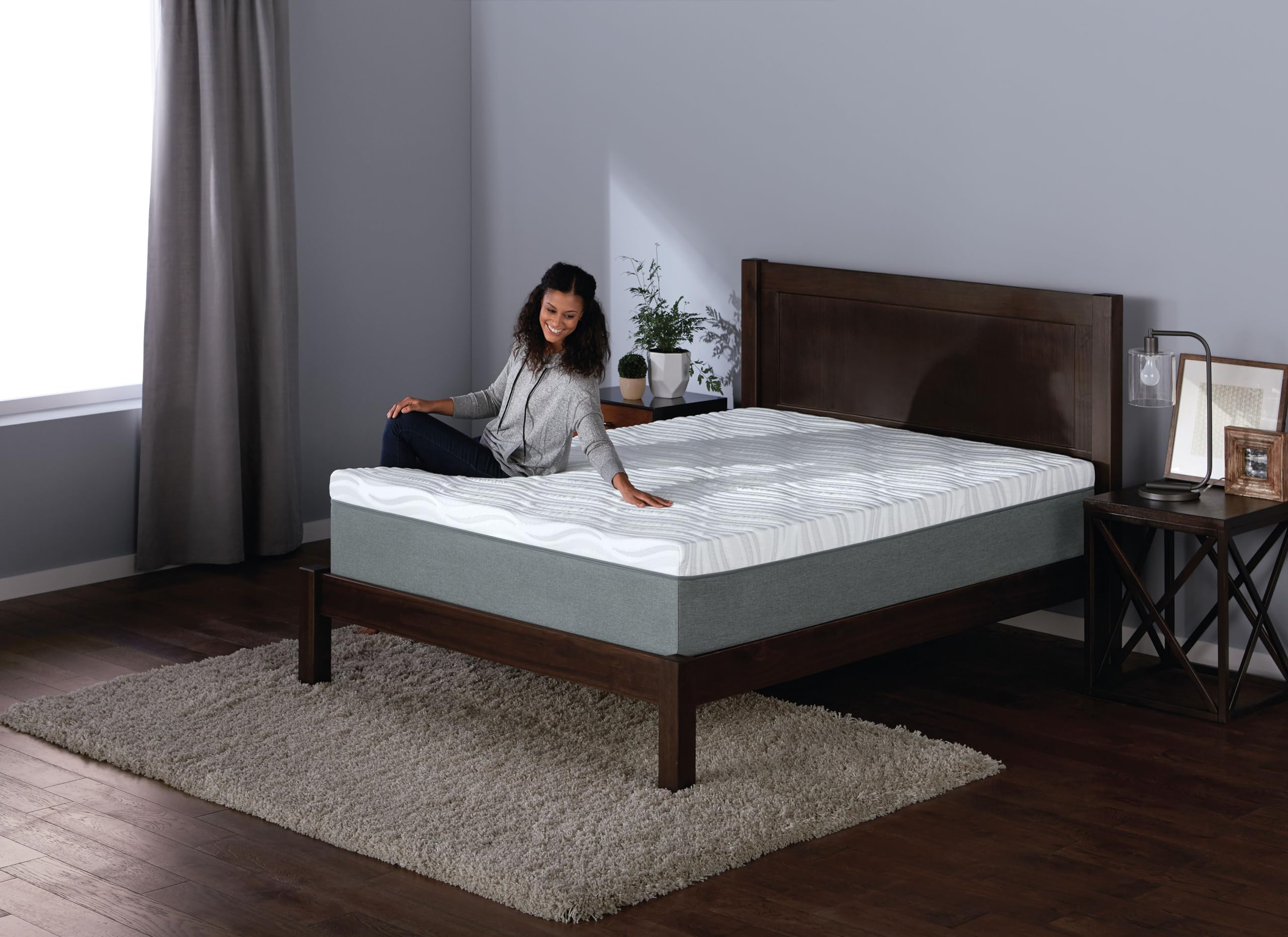 Serta 9" Gel Infused Memory Foam Mattress Full, White/Gray for sale