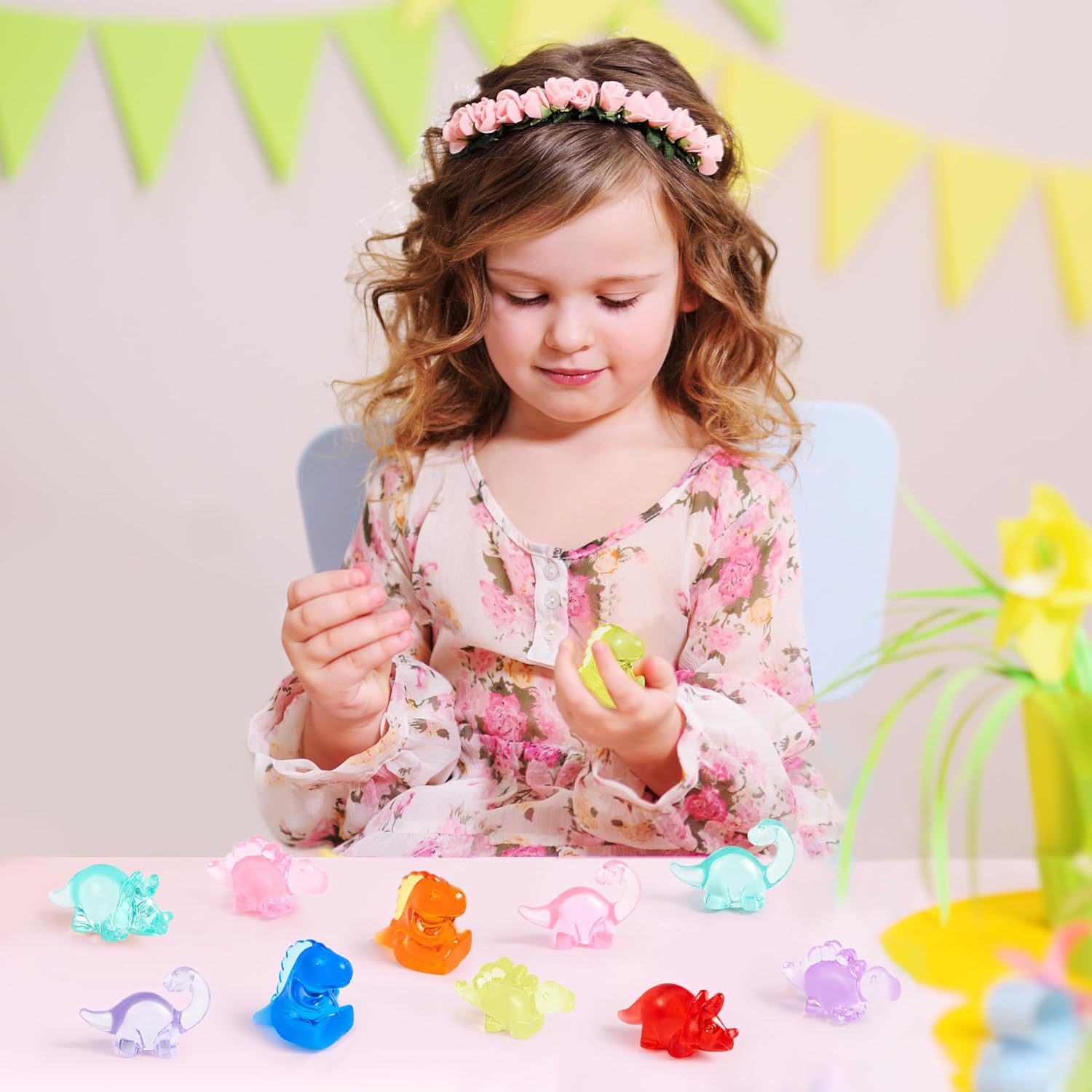 JOYIN 50 Pcs Mini Dinosaur Figures, Tiny Dinosaur Figurines for Slime Charms for Crafts, Mini Resin Animals to Hide, DIY Miniature Scenes, Party Favors, Vase Filler