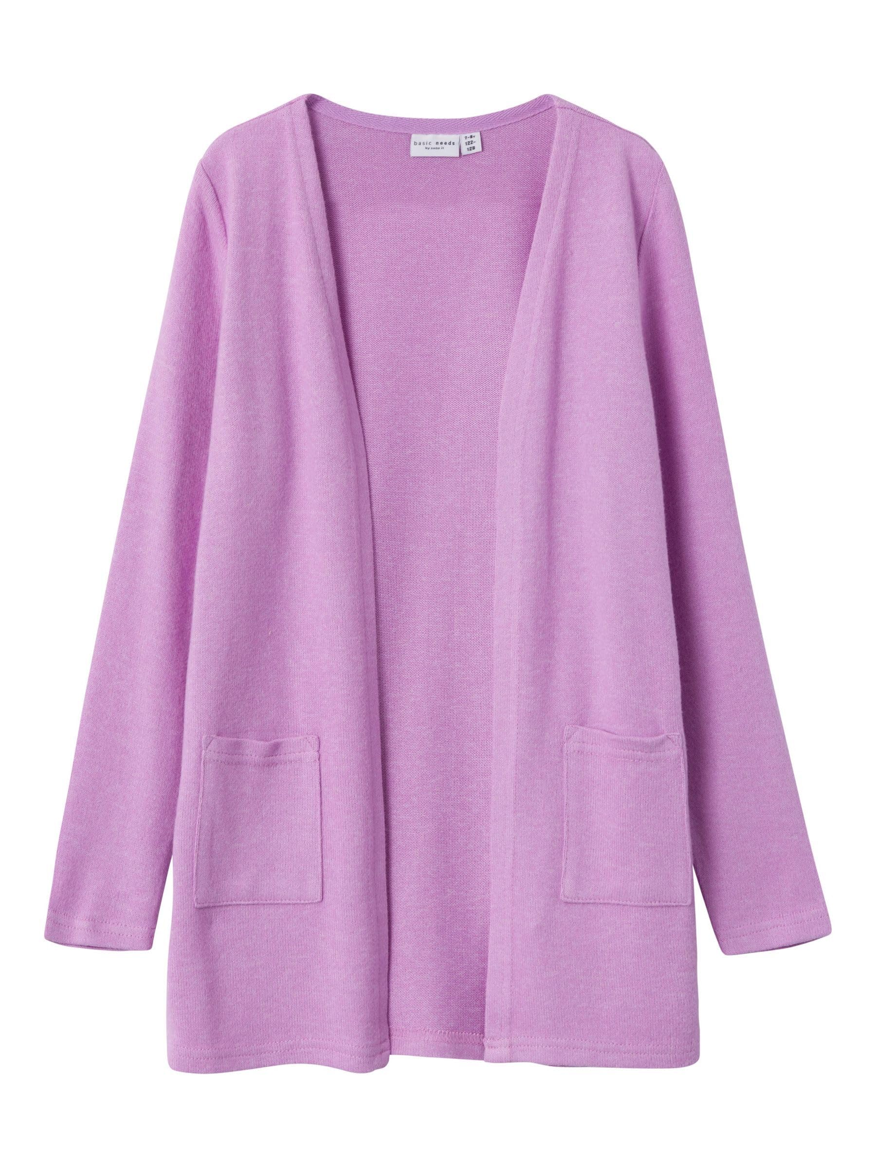 NAME IT Dziewczęca kurtka z dzianiny Nkfvicti Ls Knit Card L Noos, czarny, 158/164 cm