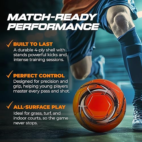 Miniatura 4 de Western Star Balón de fútbol tamaño 3, 4 y tamaño 5  Peso oficial del partido  5 colores  Jugadores de fútbol jóvenes y adultos  Diseños de hélice