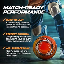 Western Star Soccer Ball Size 3 & Size 4 & Size 5 - Official Match Weight - 6 Designs - Youth & Adult Soccer Players - Attractive and Durable Design - Match Grade Soccer Ball (Amber Orange, 5)