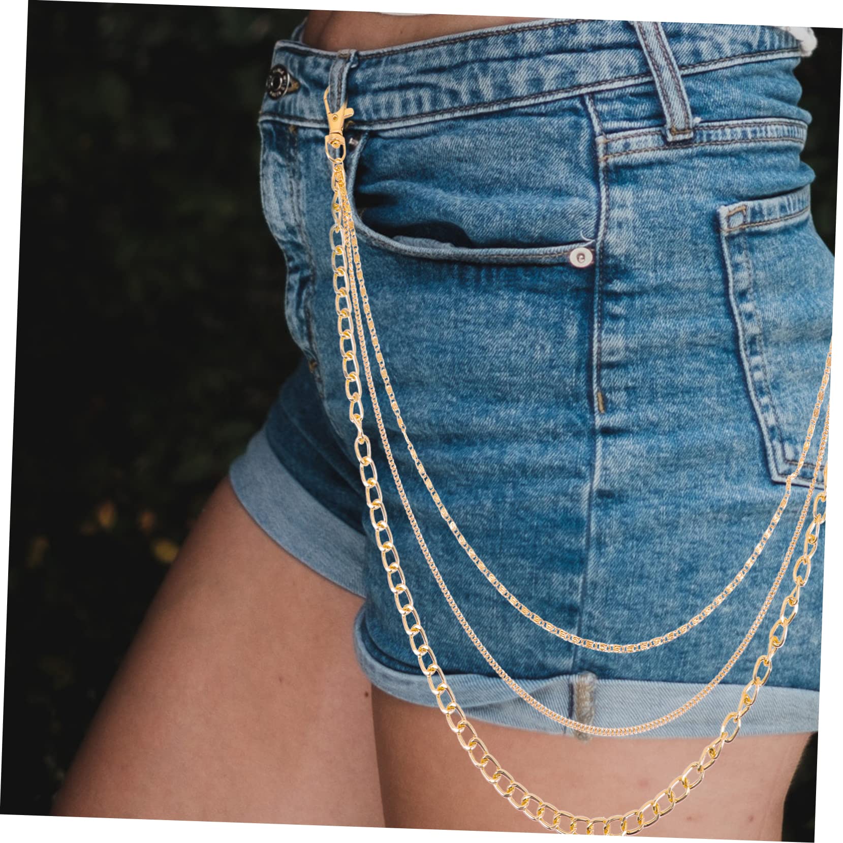 Holibanna 2pcs Metal Pants Chains for Men and Women Punk Style Decorative Waist Chains and Sturdy Jeans Accessories for Daily Wear and Parties