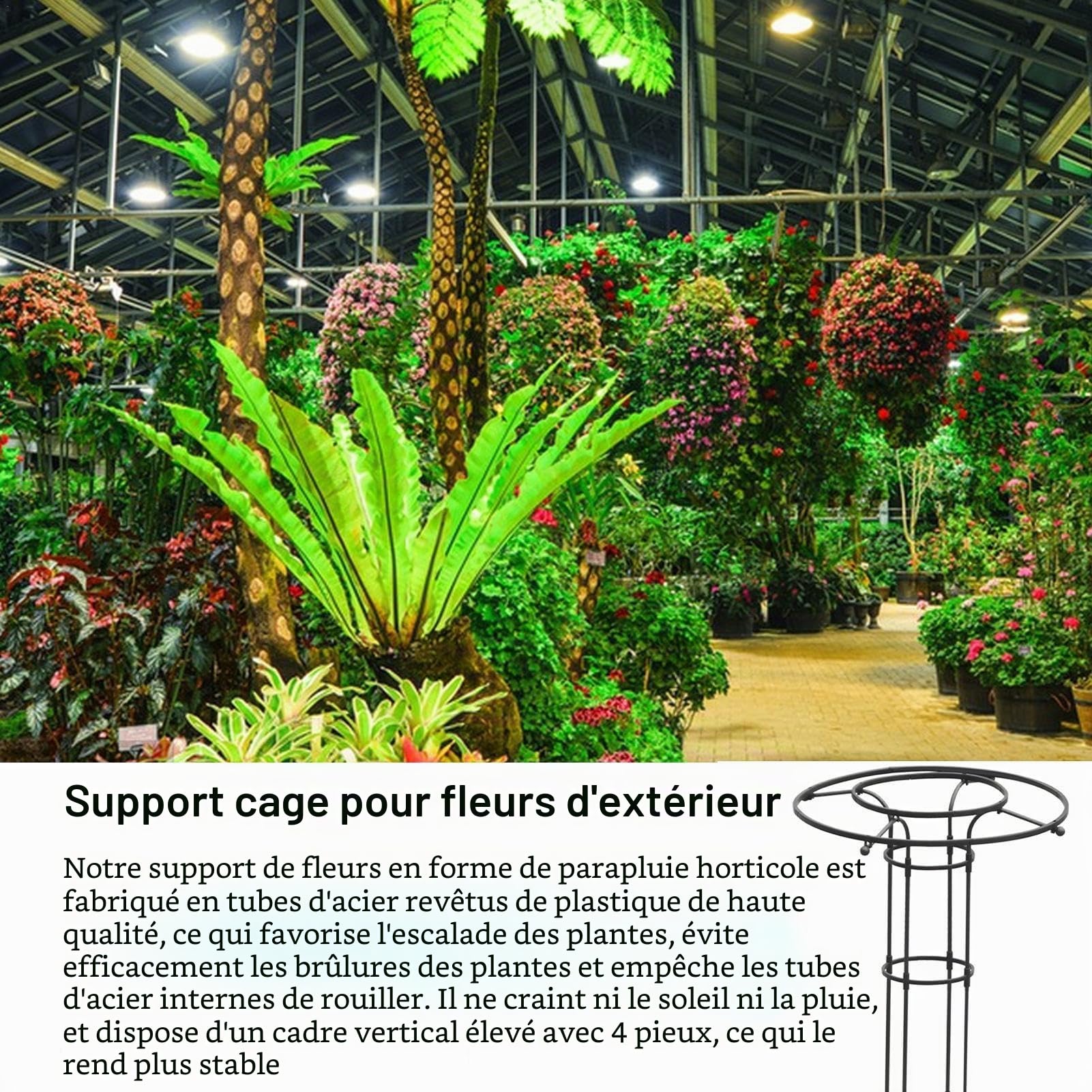 210cm Obélisque de Jardin Haut pour Plant_ES Grimpantes Treillis d'Obélisque Tour Jardin Support d'escalade Tuyau en Acier Plastifié Antirouille pour Plant_ES d'Intérieur d'Extérieur Légumes Vign
