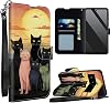 Carts Family Moon for Google Pixel 6 Pro Wallet Case with Wrist Strap, Flip PU Leather Card Holder Phone Case Magnetic Closure Kickstand Shockproof Purse Cover for Google Pixel 6 Pro
