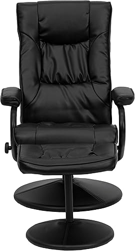 Miniatura 6 de Flash Furniture Rachel Contemporary Multi-Position LeatherSoft Recliner Chair with Ottoman, 360-Degree Swivel Recliner Chair and Ottoman Set, Black