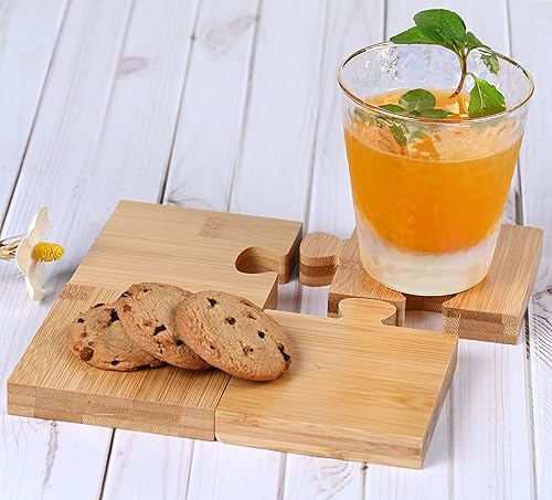 Miniatura 3 de Posavasos de madera de bambú para bebidas y salvamanteles para ollas calientes, soporte para almohadilla de sartén, encimeras, mesas auxiliares, café