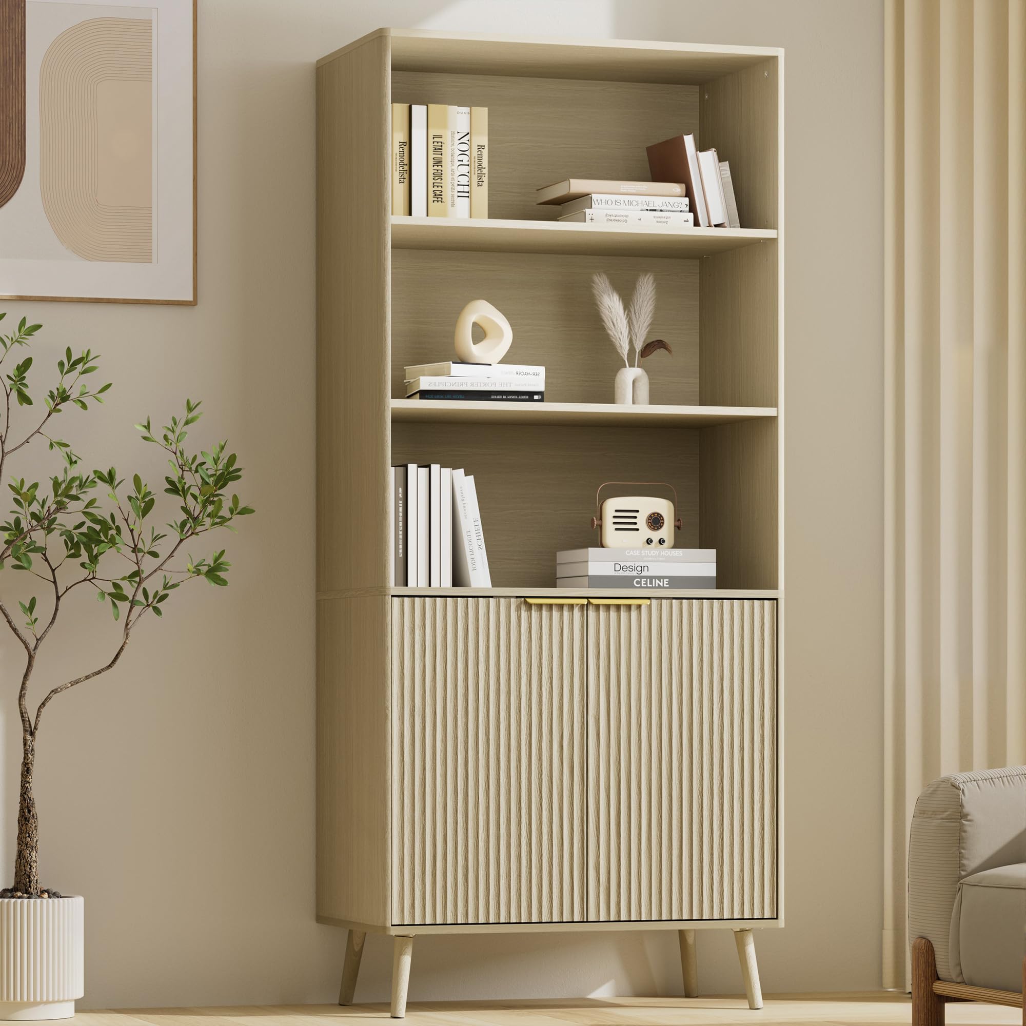 Amazon.com: LYNSOM Beige Bookshelf, 70.9