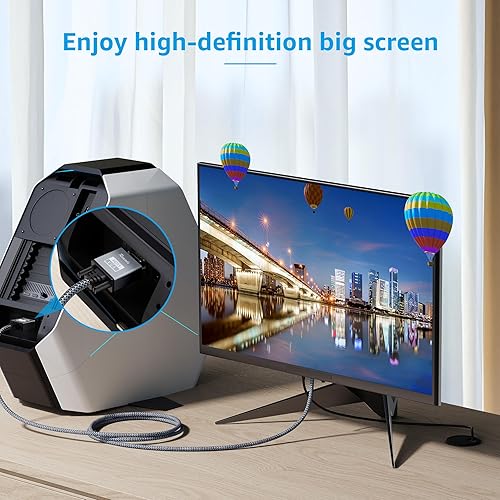 Miniatura 7 de Cable VGA a VGA de 6 pies, nailon trenzado de 15 pines 1080P Full HD para monitor de computadora, cable macho a macho VGACord para PC, portátil,