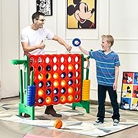 Vista 8 de GLACER Giant 4-in-A-Row, Jumbo 4-to-Score Giant Game Set, Outdoor Connect-All-4 Game Set w/Basketball Hoop, Ring Toss, Quick-Release Slider, 42
