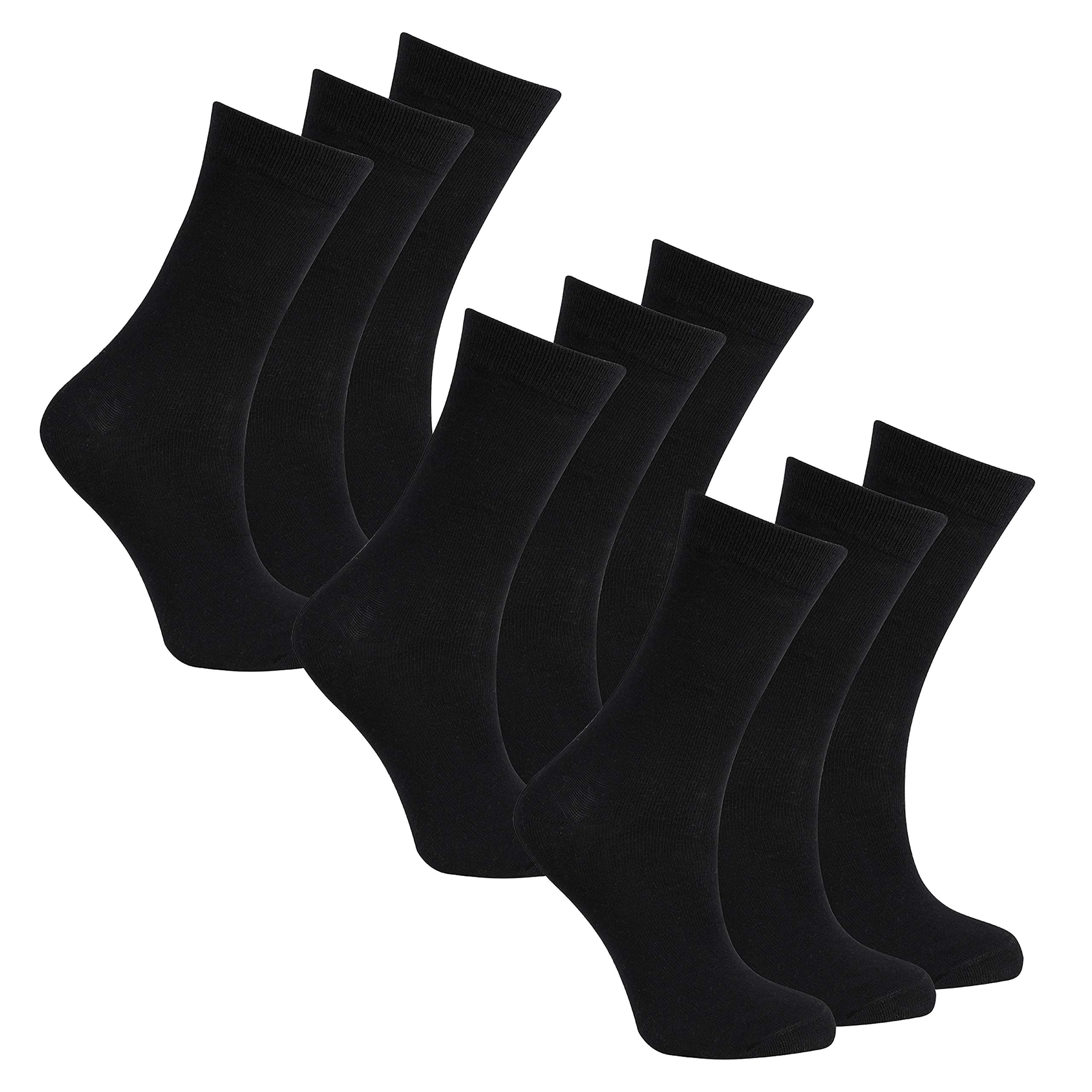 Metzuyan Boys 9 Pairs - Black Kids Girls Back To School Cotton Rich Ankle Socks Uk 12.5-3.5