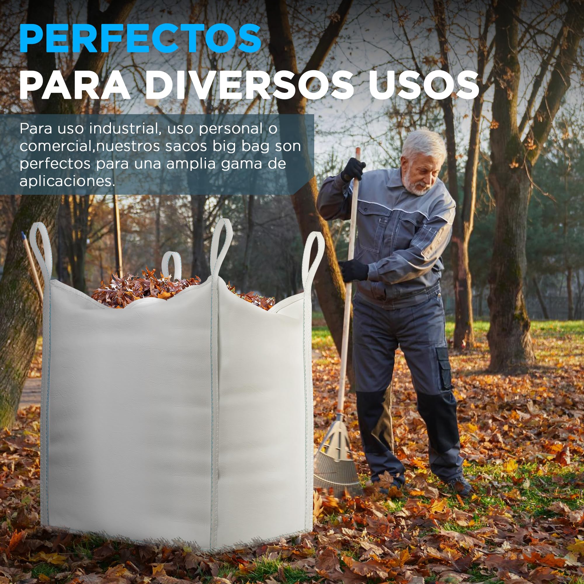 Sacos Big Bag 1000kg (2 UNIDADES) | Sacos para Escombros 90x90x90 cm | Big Bags Resistentes & Reutilizables | Sacas 1000kg perfectas para Obra, Jardin, Arena, Residuos y Madera
