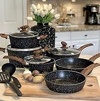 Vista 1 de Kitchen Academy Juego de utensilios de cocina de inducción – Juego de 12 sartenes antiadherentes de granito negro