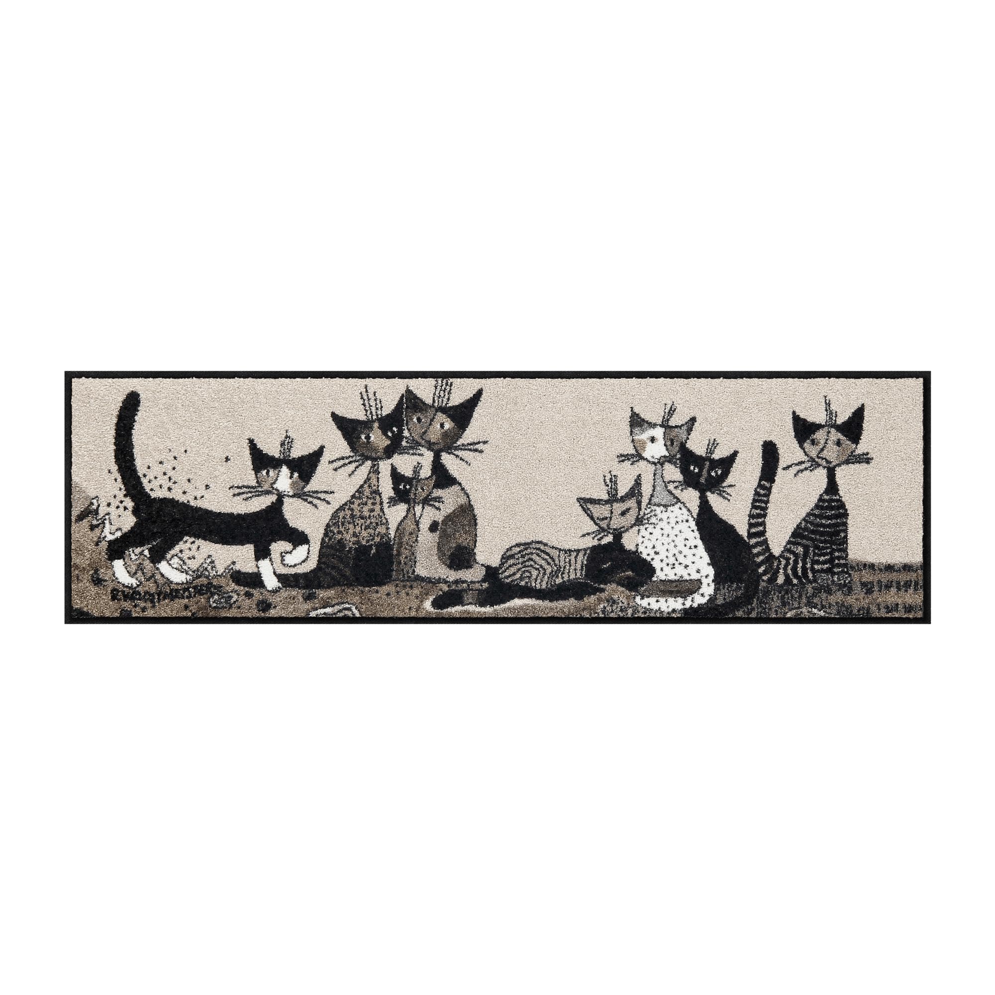 Salonloewe Rosina Wachtmeister Serafino & Friends - Felpudo (35 x 120 cm, lavable), diseño de gatos, multicolor