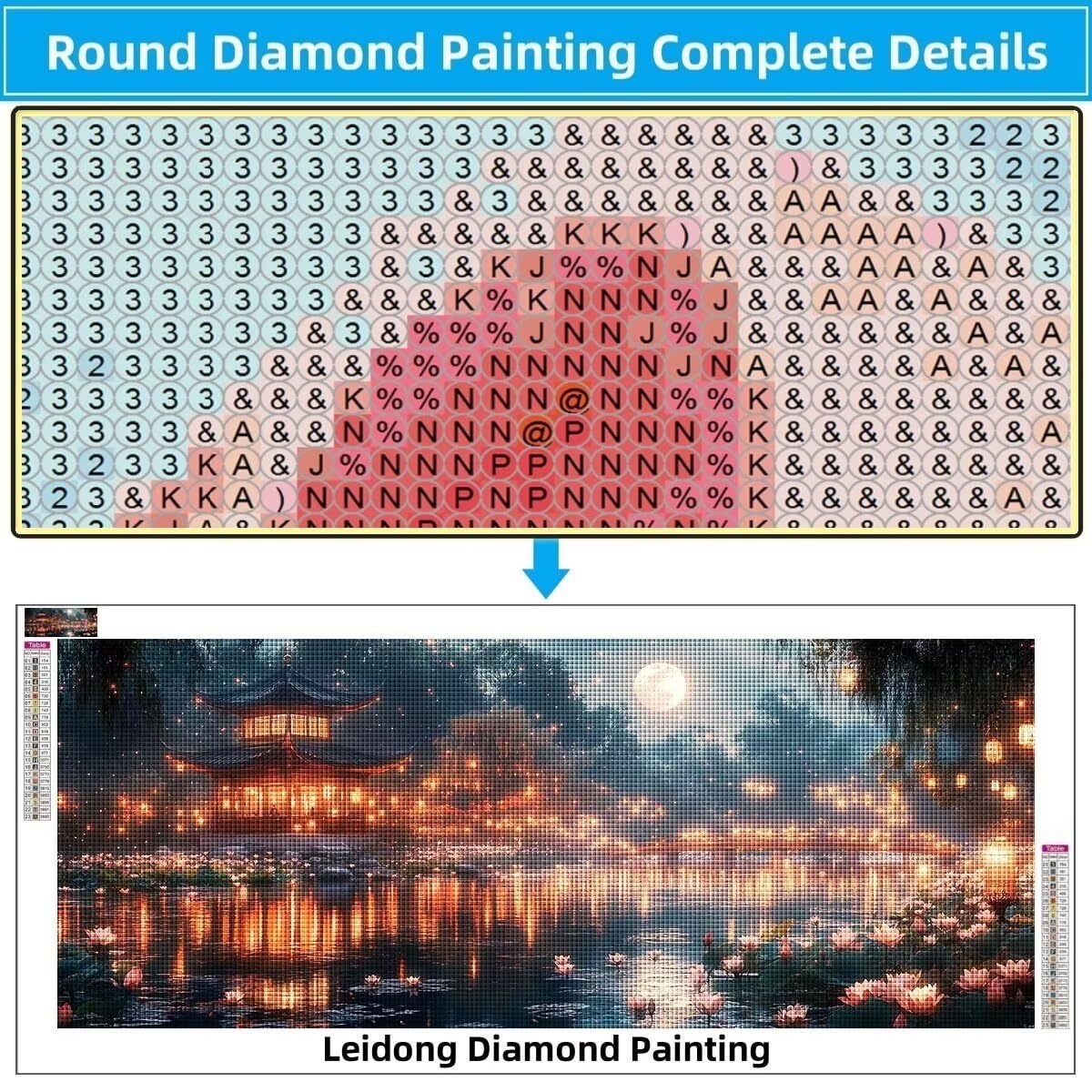 Obraz diamentowy 5D, dla dorosłych, księżyc, kwiat lotosu, obraz "zrób to sam", obraz dla dzieci, 80 x 200 cm, zestaw do malowania diamentami, dekoracja ścienna 8E-7288