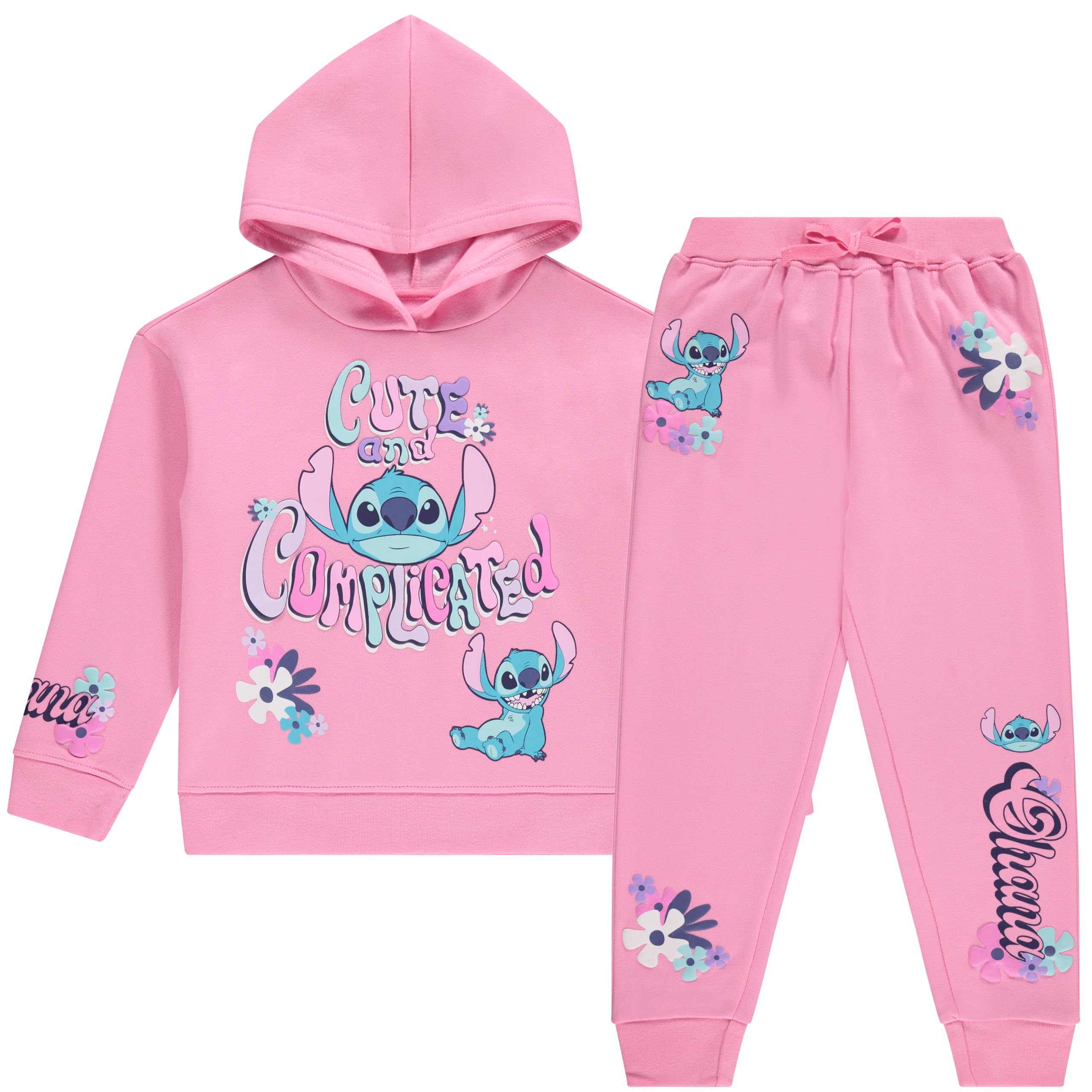 Disney Lilo & Stitch - Conjunto de ropa para niñas, sudadera con capucha y pantalón deportivo, conjunto de 2 piezas, tallas 4-16