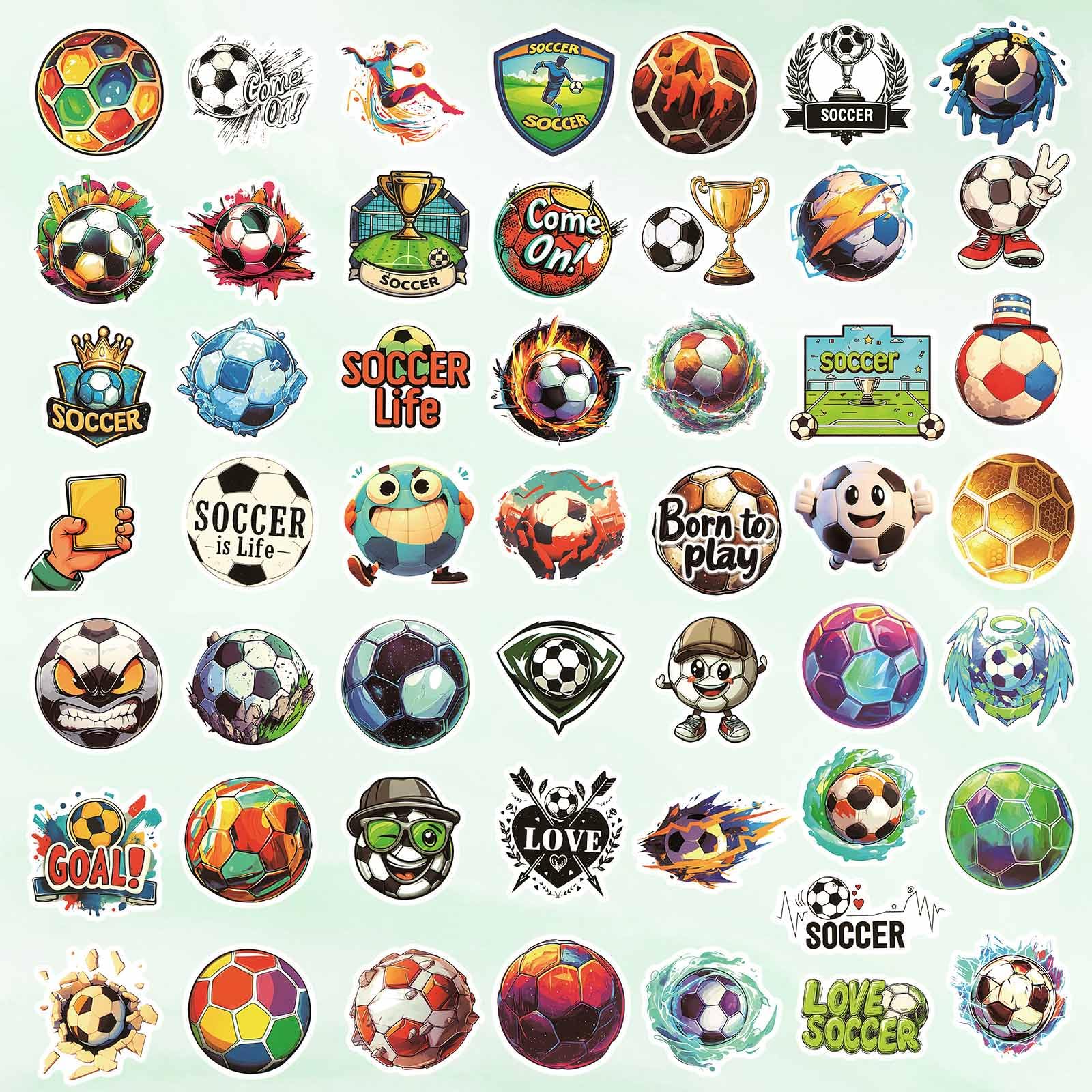 100PCS Cute Soccer Stickers Pack - Waterproof Vinyl Decals For Water Bottles, Laptops & Sports Gear