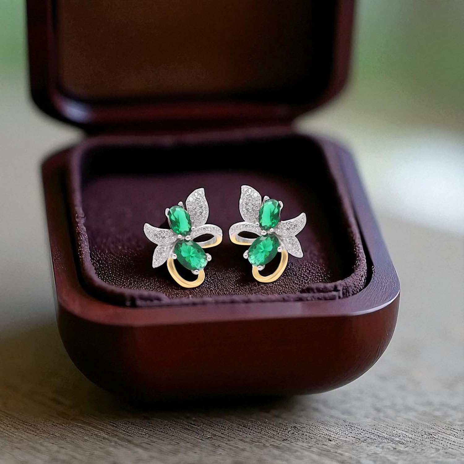 Emerald Oval Shape Gemstone Earrings | 925 Sterling Silver Handmade Earrings for Women | Elegant Green Stone Jewelry | Birthday, Engagement, Graduation Gift for Her
