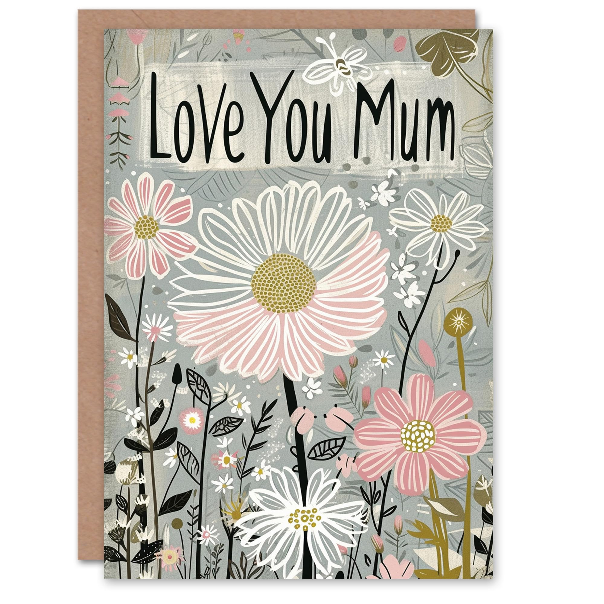 Artery8 Mother's Day Greeting Card Love You Simple Wildflowers For Mum
