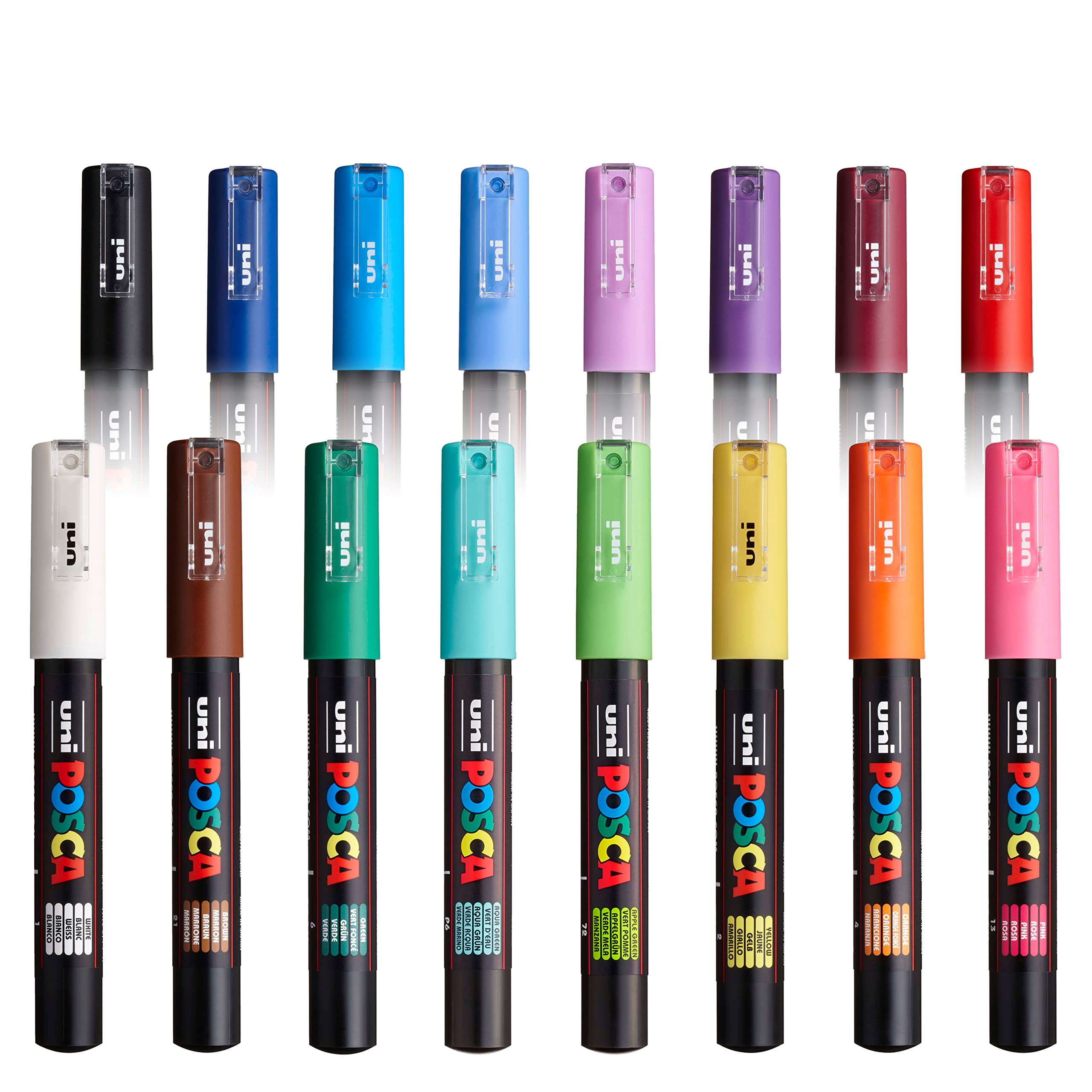 POSCA PC-1M - Rotuladores artísticos de 0,7 mm, juego de 16 bolígrafos en cartera