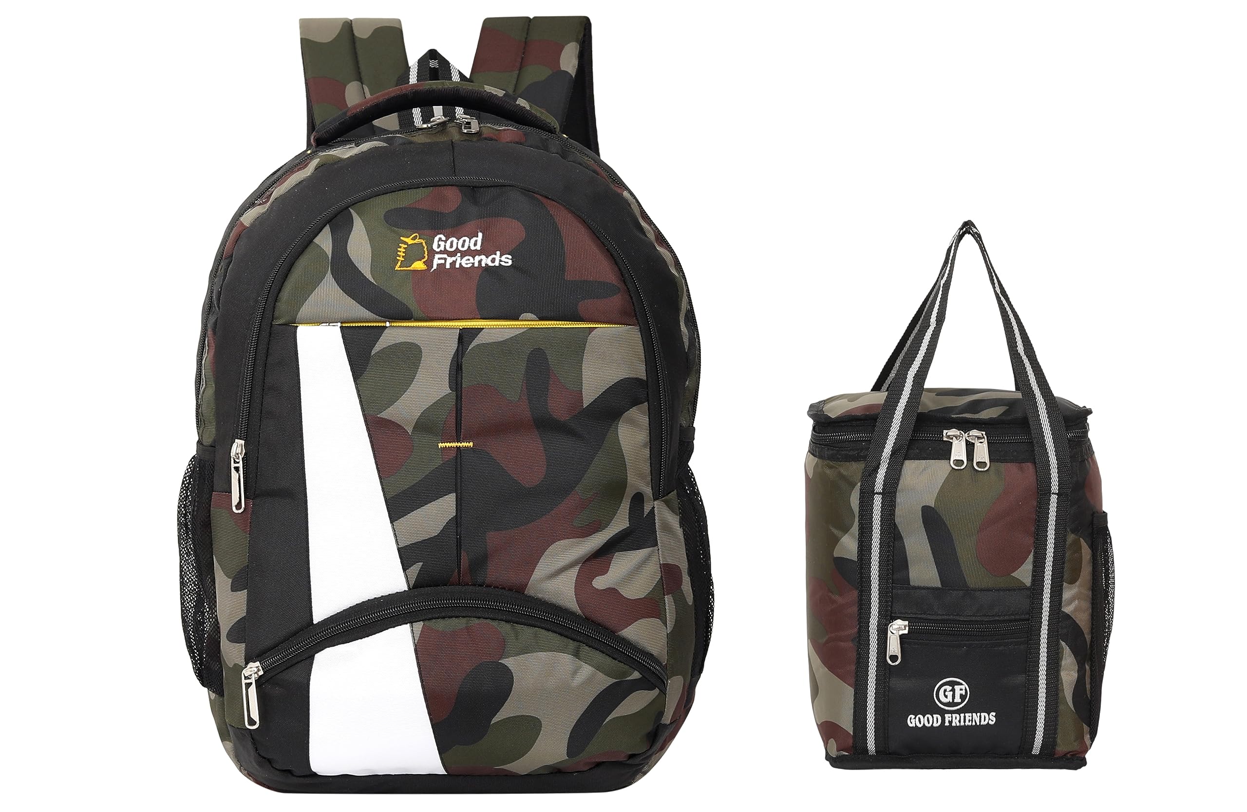Good Friends Water Resistant 36L Laptop Backpack School College Office Backpack and Insulated Tiffin Bag everyday use for Boys & Girls (Military) (B0CHCT2C7R) Amazon Price History, Amazon Price Tracker